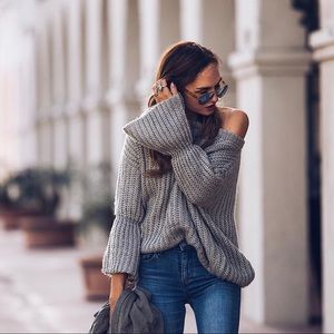 Dahlia Bell Sleeve Sweater worm by Shalicenoel